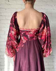 Hemant & Nandita | Aafa Floral Midi Dress | Burgundy