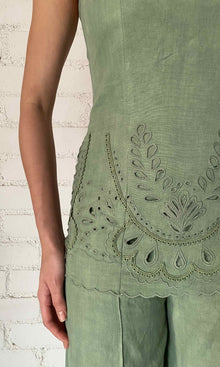 Womens | Alya Cotton Linen Top | Green