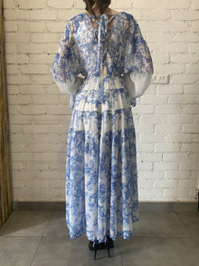 Hemant & Nandita | Amyra High Low Dress | White/Blue
