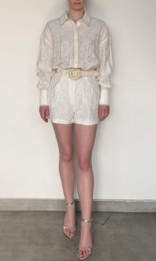 Womens | Anvi Viscose Nylon Jacquard Shorts | White