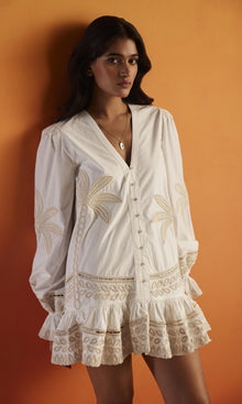 Womens | Ari Cotton Poplin Short Dress | White