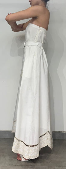 Hemant & Nandita | Ari Strapless Belted Long Dress | Beige