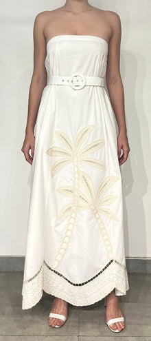 Hemant & Nandita | Ari Strapless Belted Long Dress | Beige