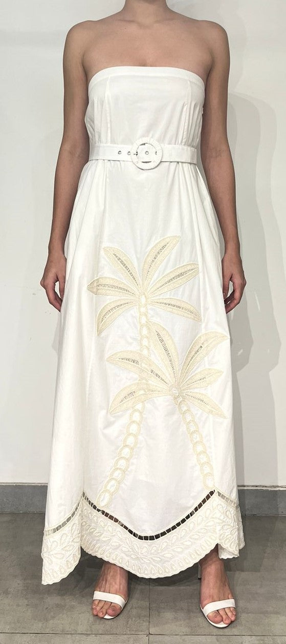 Hemant & Nandita | Ari Strapless Belted Long Dress | Beige