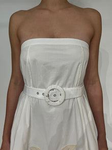 Hemant & Nandita | Ari Strapless Belted Long Dress | Beige
