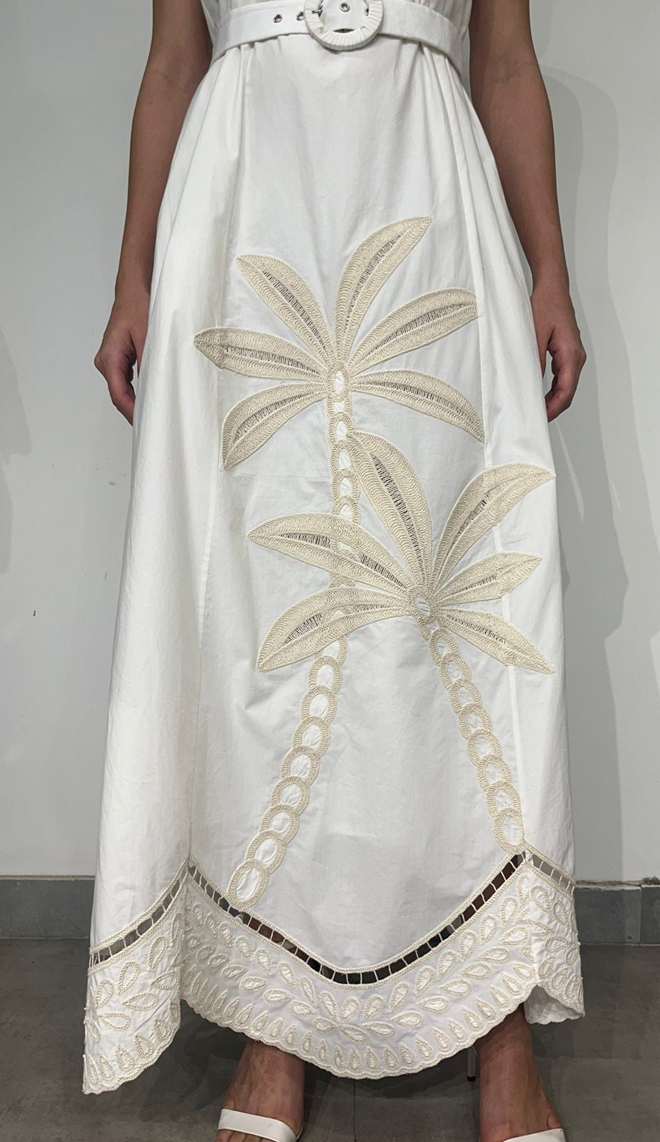 Hemant & Nandita | Ari Strapless Belted Long Dress | Beige