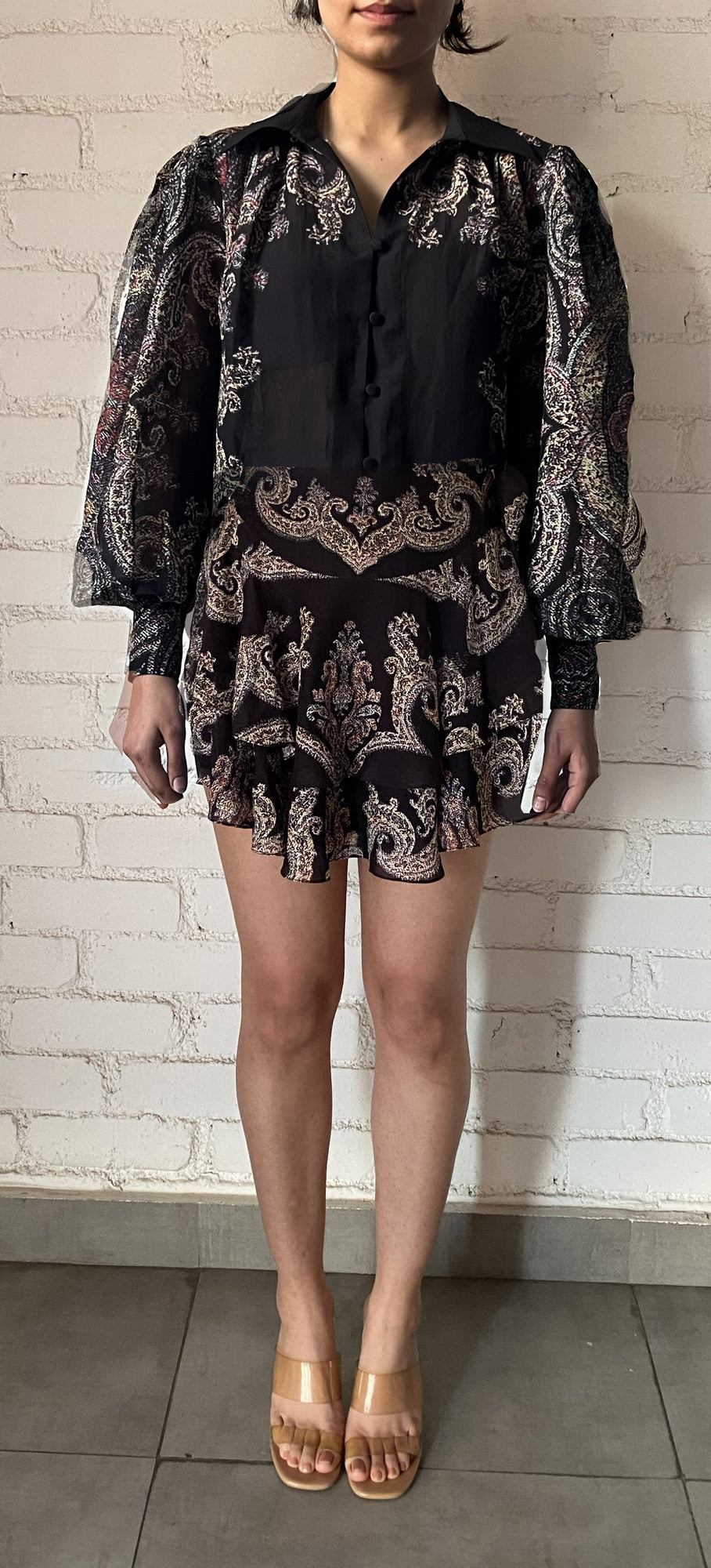 Hemant & Nandita | Arka Short Skirt | Black Multi