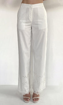 Womens | Bagh Cotton Straight Pants | White