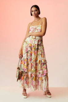 Hemant & Nandita | Charu Straight-Neck Sleeveless Long Dress | Multicolor