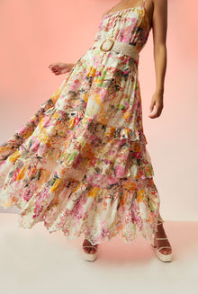 Hemant & Nandita | Charu Straight-Neck Sleeveless Long Dress | Multicolor