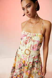 Hemant & Nandita | Charu Straight-Neck Sleeveless Long Dress | Multicolor