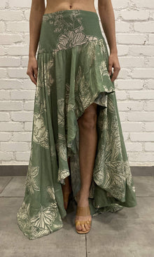 Hemant And Nandita | Dara Viscose Gorgette Jacquard Long Skirt | Green