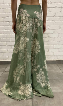 Hemant And Nandita | Dara Viscose Gorgette Jacquard Long Skirt | Green