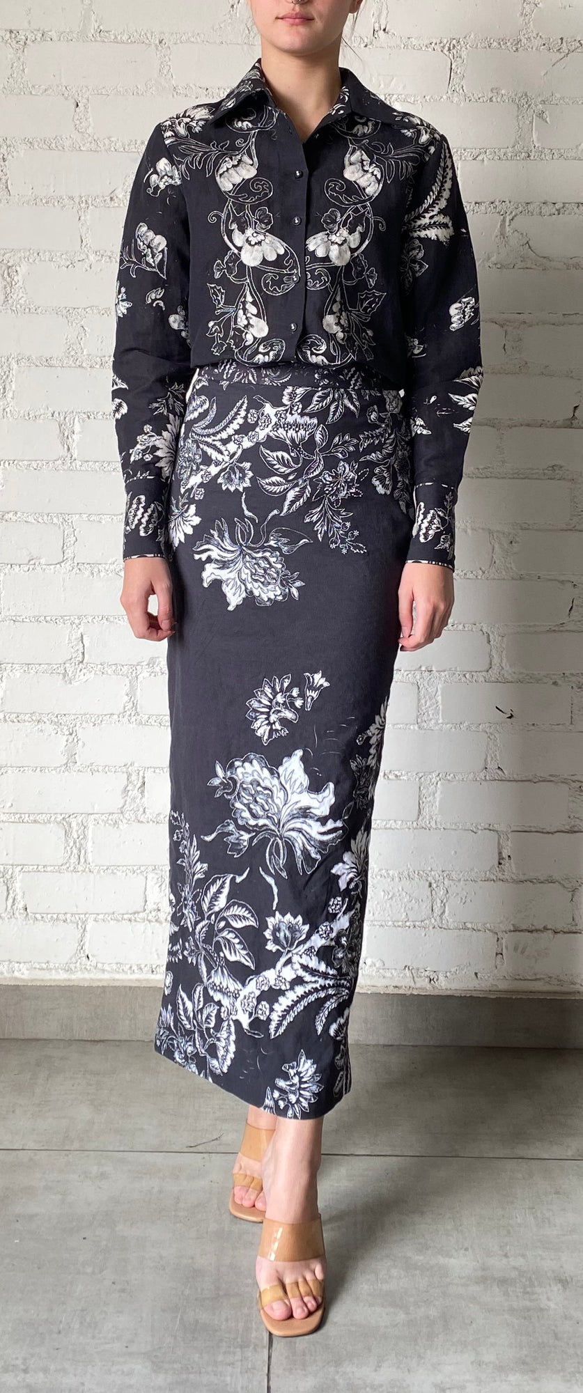 Hemant & Nandita | Dea Fitted Long Skirt | Black/White
