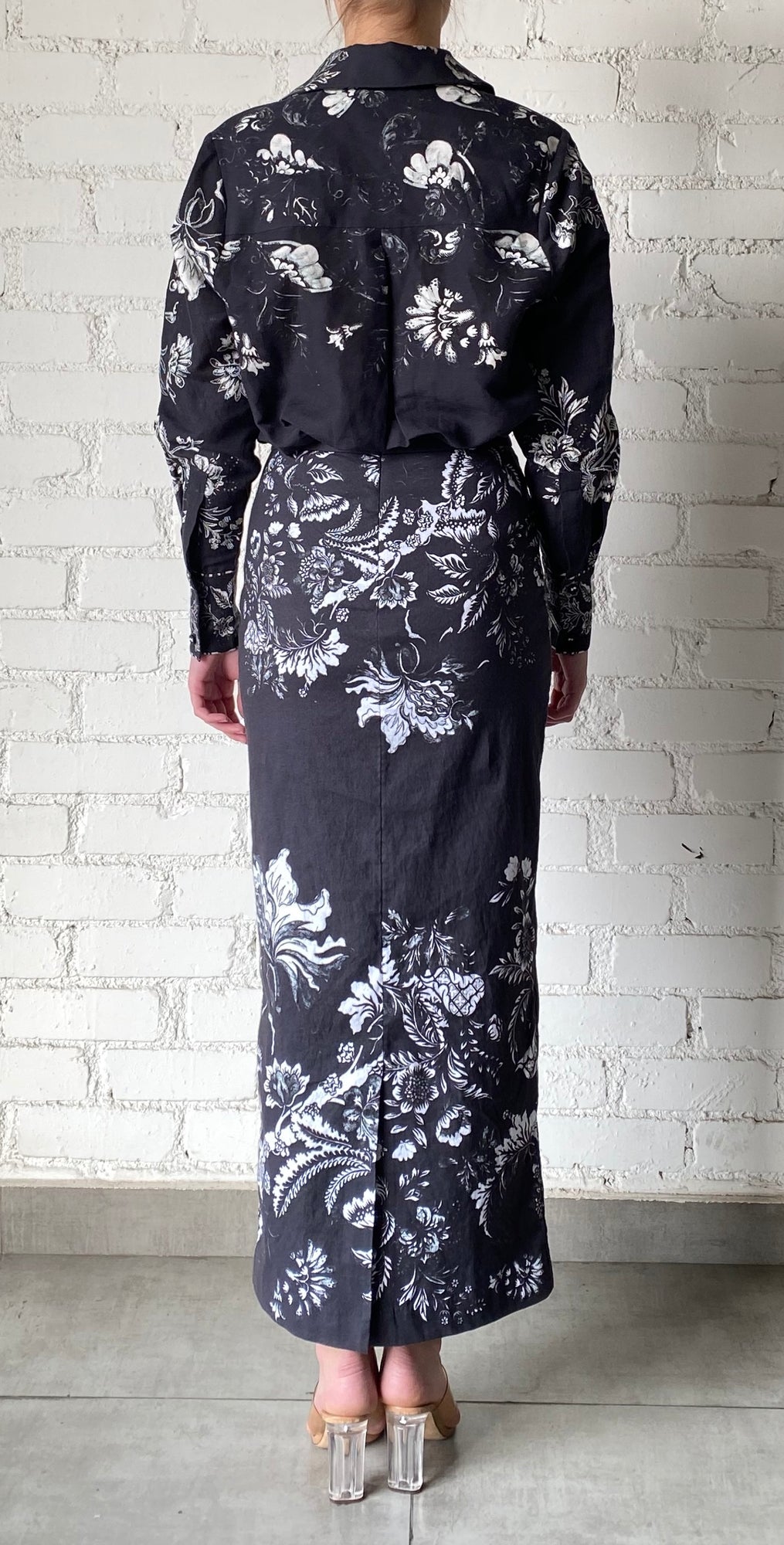 Hemant & Nandita | Dea Fitted Long Skirt | Black/White
