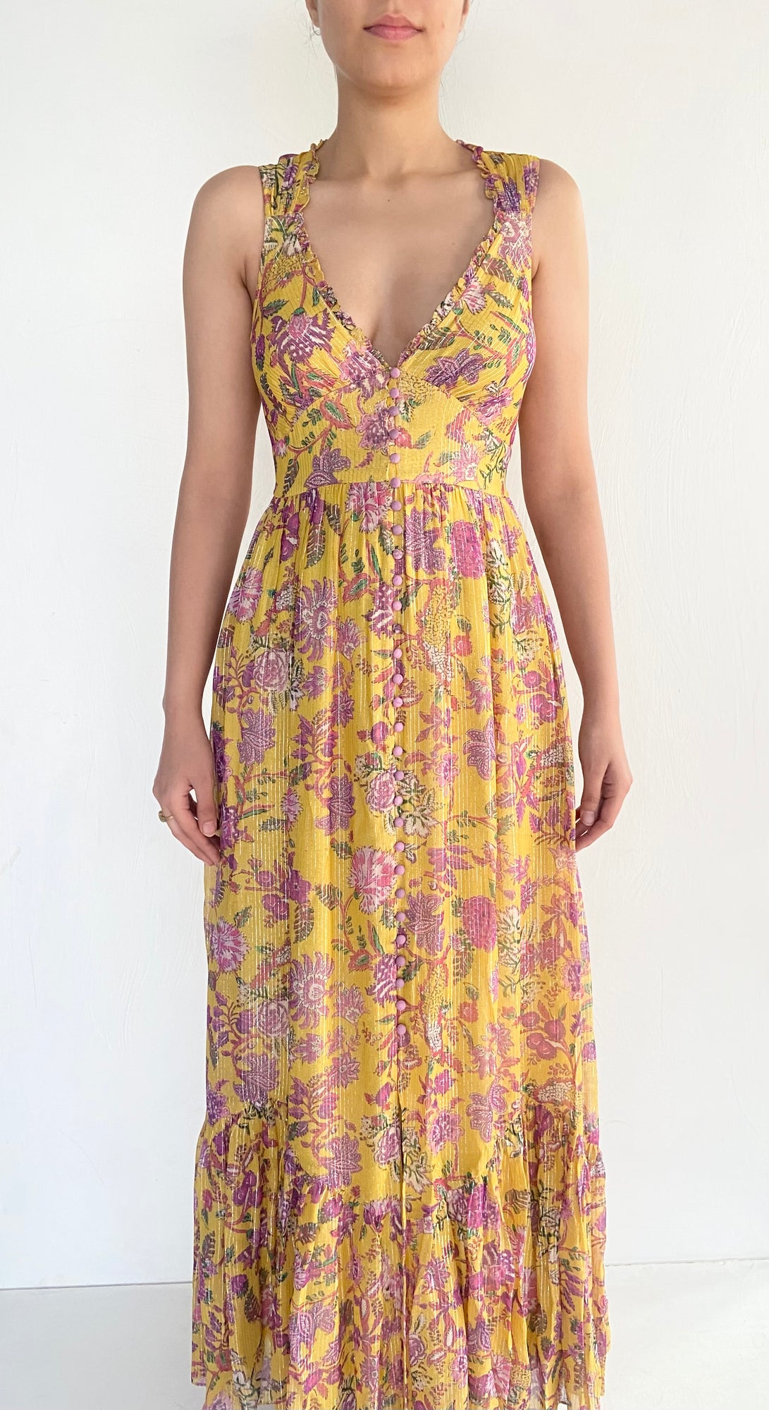 Hemant & Nandita | Dhea Long Dress | Yellow Multi