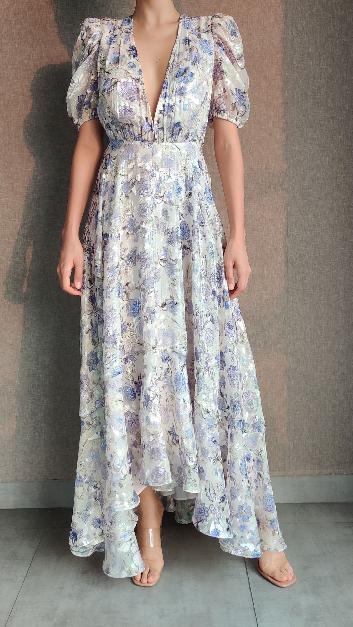 Hemant & Nandita | Dija Long Dress | Iris/White