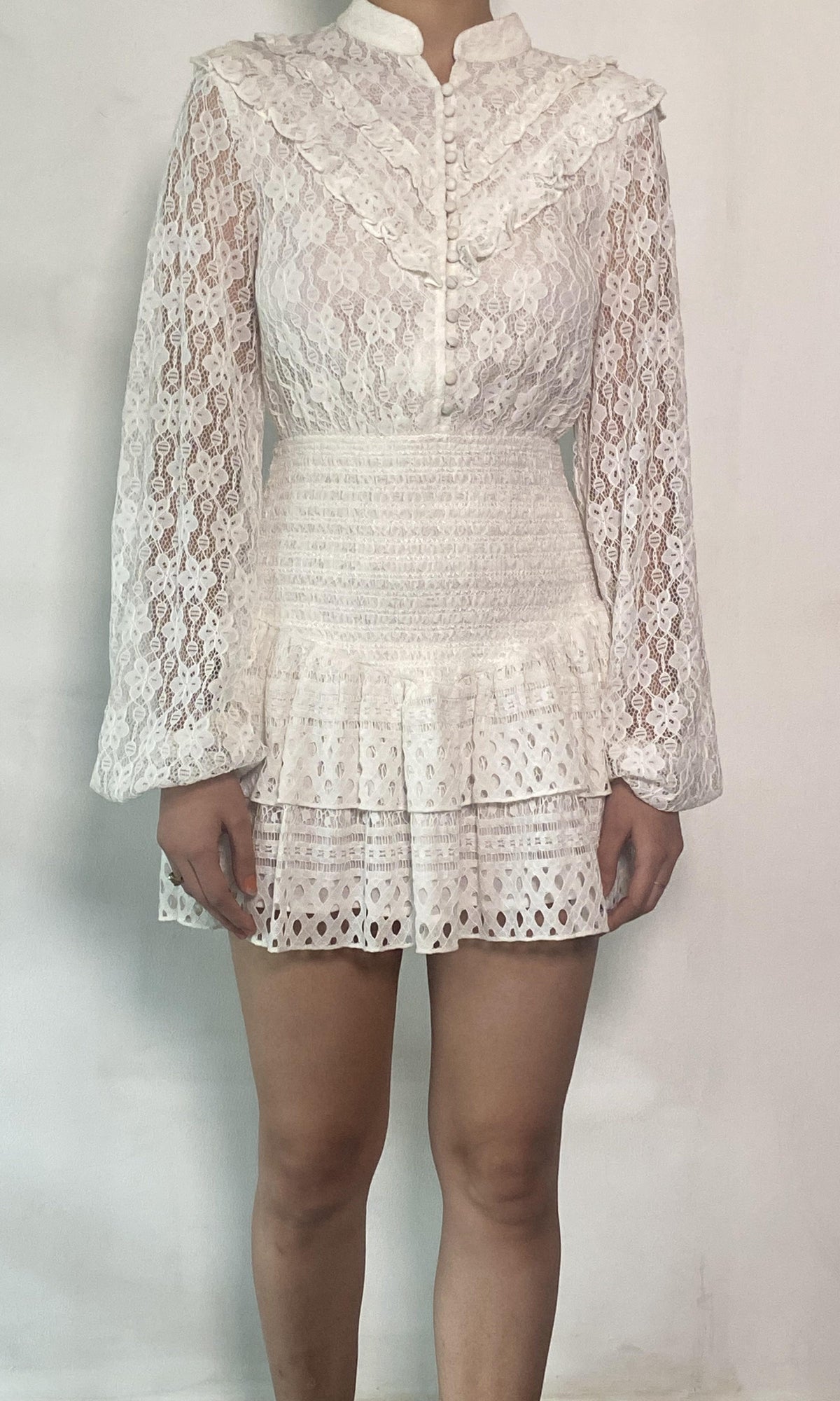 Hemant And Nandita | Fiona Cotton Net Short Dress | White