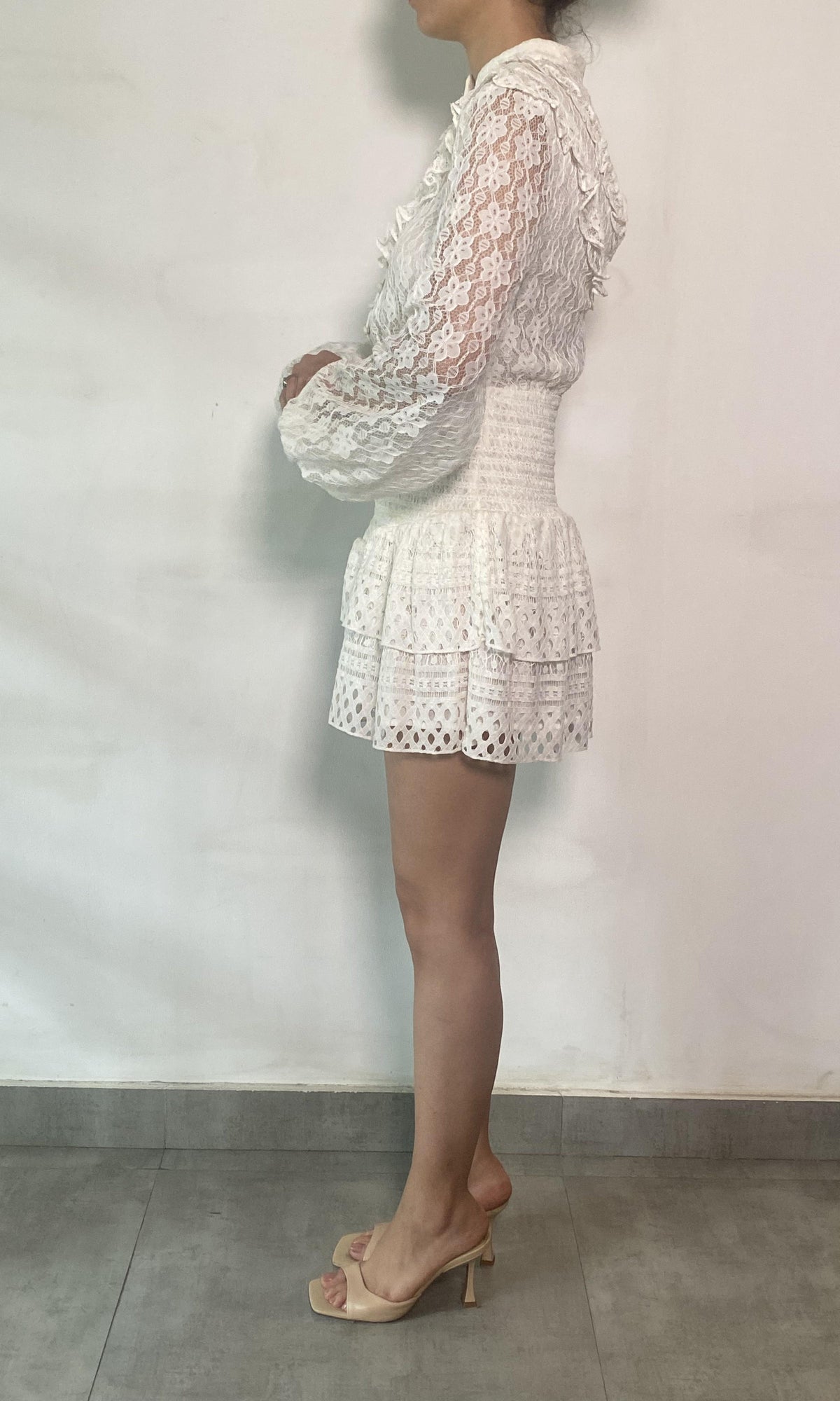 Hemant And Nandita | Fiona Cotton Net Short Dress | White