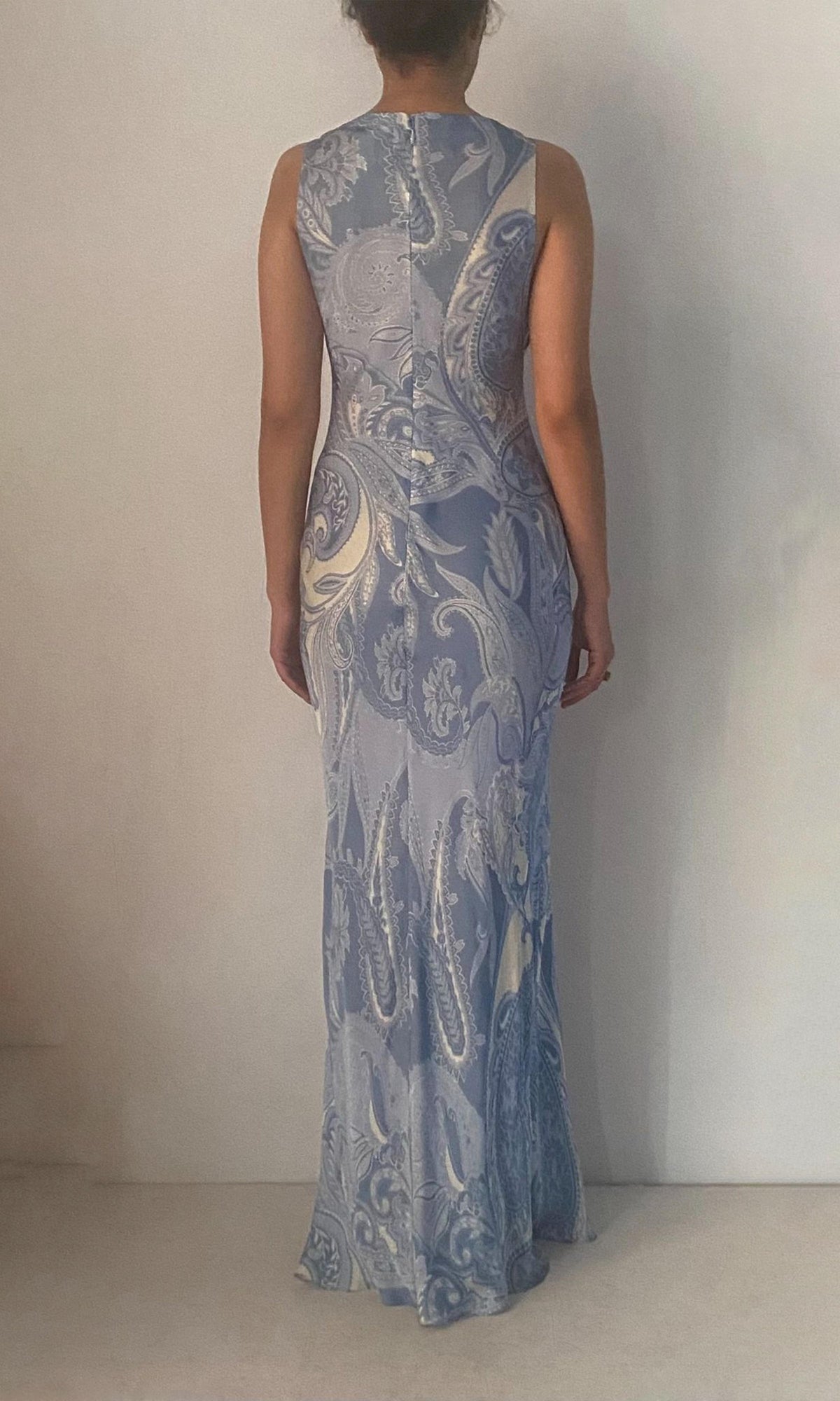 Hemant And Nandita | Fiza Viscose Satin Maxi Dress | Powder Blue
