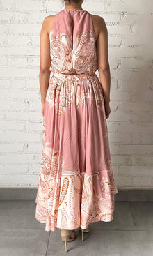 Hemant And Nandita | Fiza Viscose Organza Linen Midi Skirt | Powder Pink