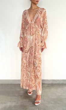 Womens | Fiza Viscose Georgette Dobby Kaftan | Pink