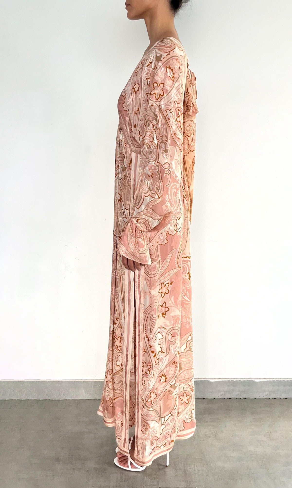 Womens | Fiza Viscose Georgette Dobby Kaftan | Pink
