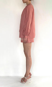 Hemant And Nandita | Gul Linen Cotton Front Tie Top | Dusty Pink