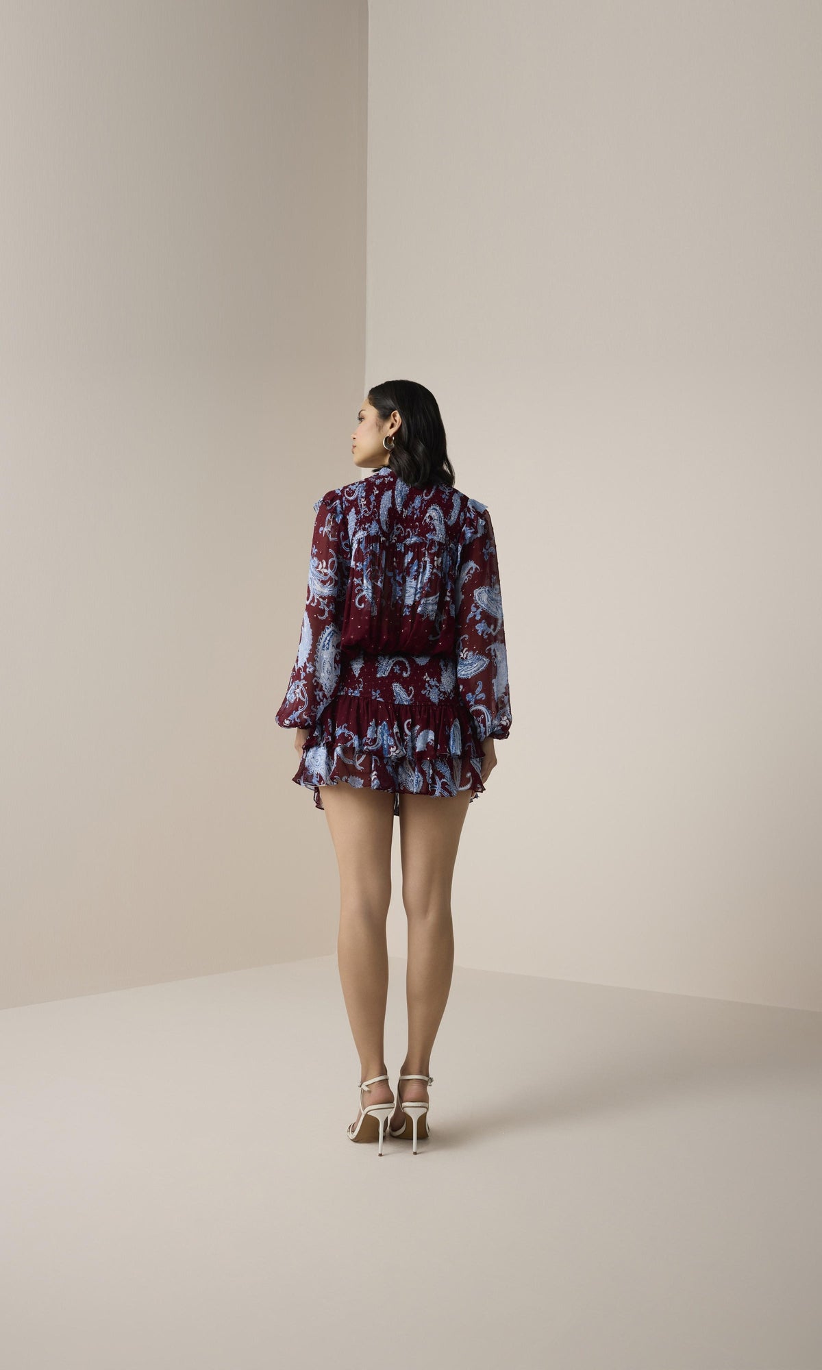 Womens | Hiba Dotted Lurex Short Skirt | Merlot