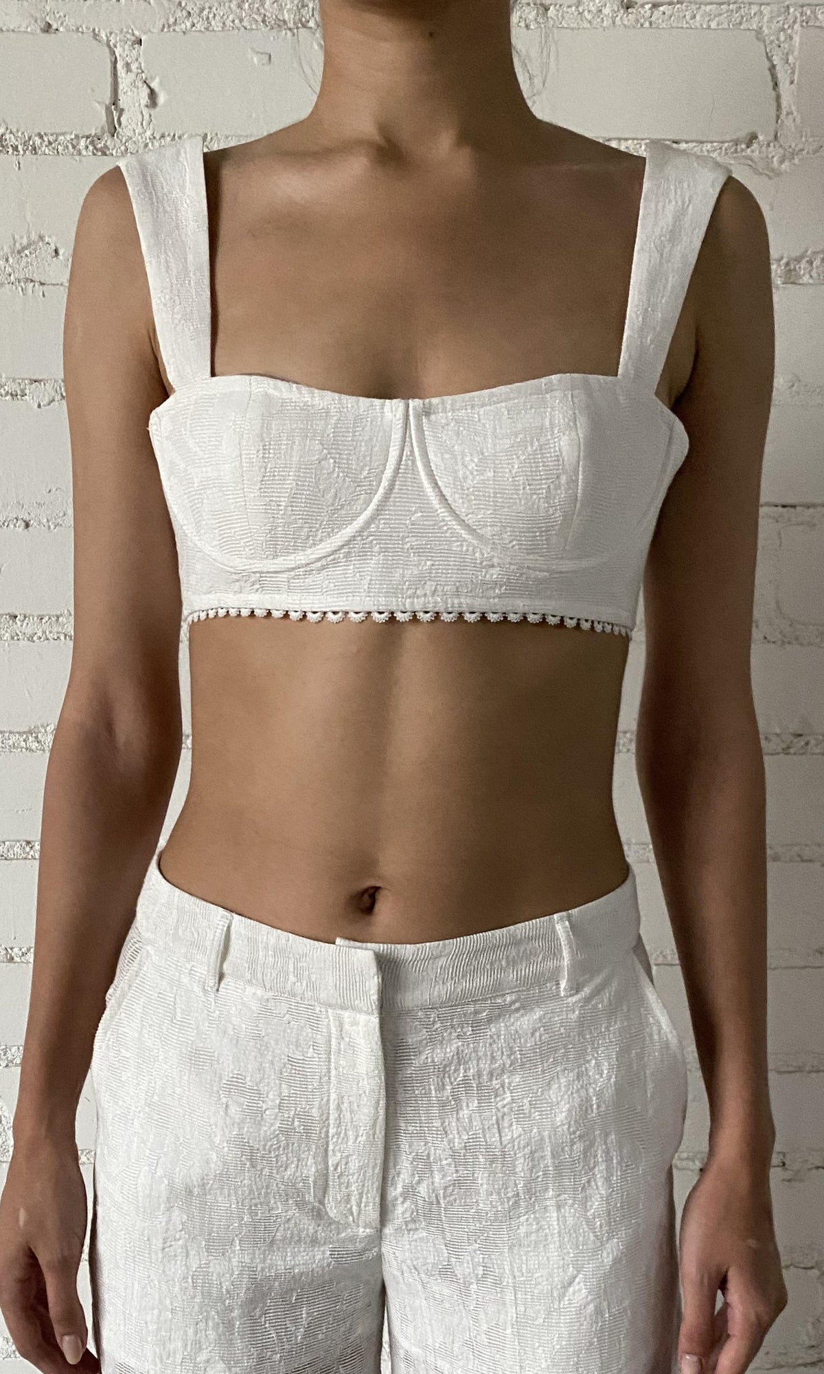 Hemant And Nandita | Ilara Viscose Nylon Jacquard Bandeau | White