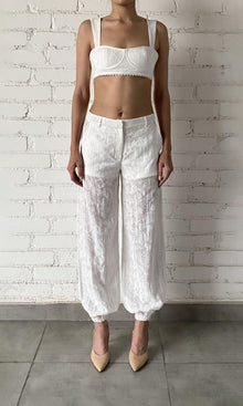 Hemant And Nandita | Ilara Viscose Nylon Jacquard Bandeau | White