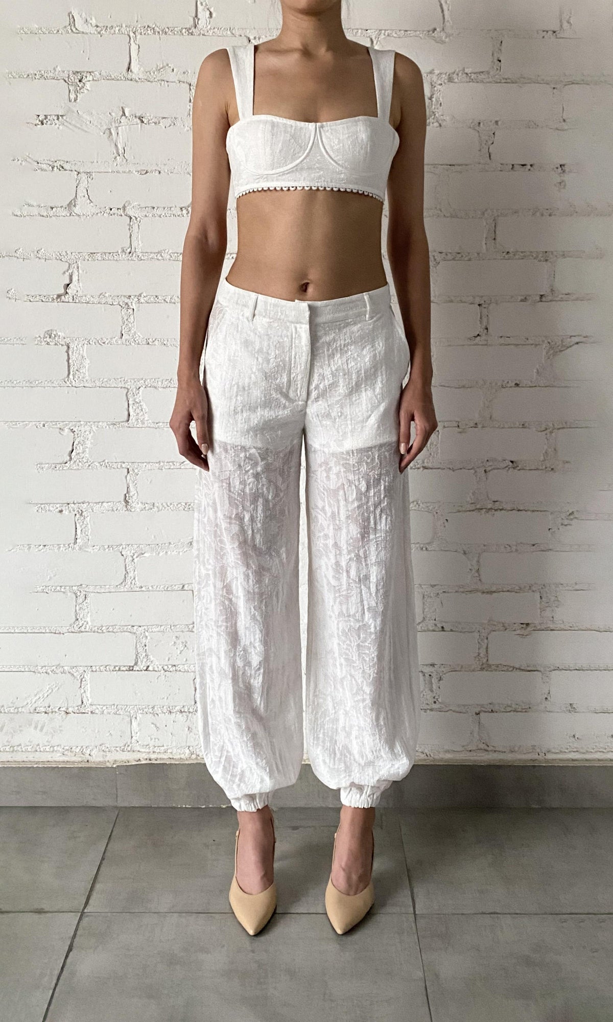 Hemant And Nandita | Ilara Viscose Nylon Jacquard Bandeau | White