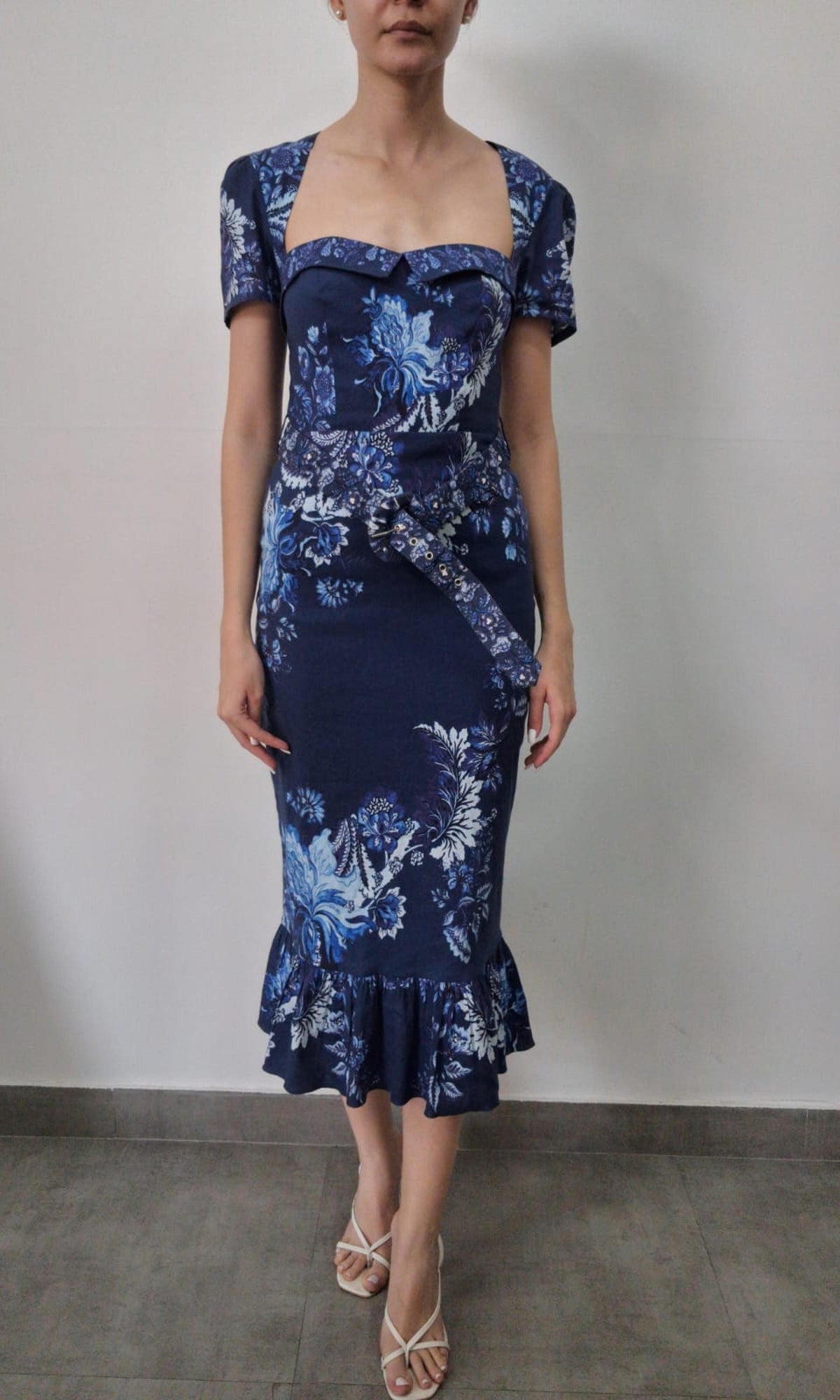 Womens | Inv Cotton Lilen Long Dress | Blue Multi