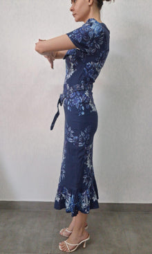 Womens | Inv Cotton Lilen Long Dress | Blue Multi