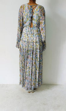 Womens | Inv Viscose Shiffone Deep Neck Long Dress | Light Blue