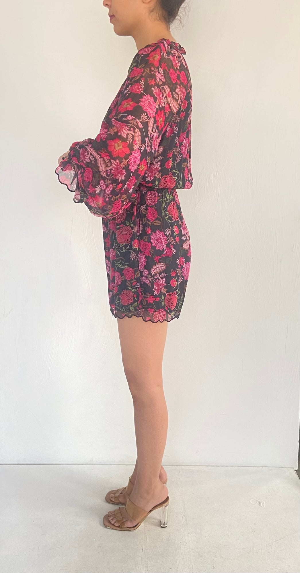 Hemant & Nandita | Floral Print Romper | Black Multi