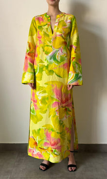 Womens | Inv Linen Cotton Long Dress | Yellow