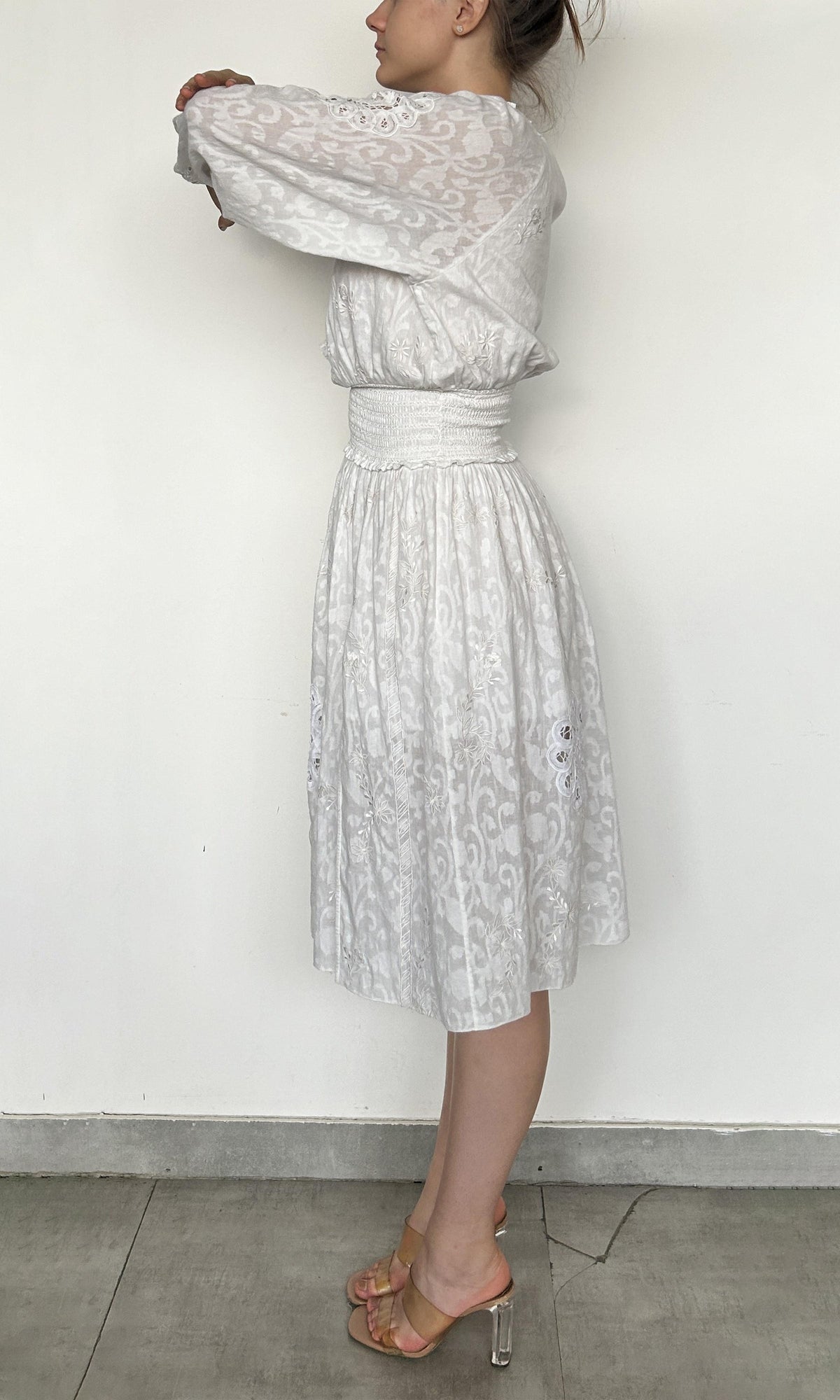 Womens | Inv Cotton Linen Midi Dress | White