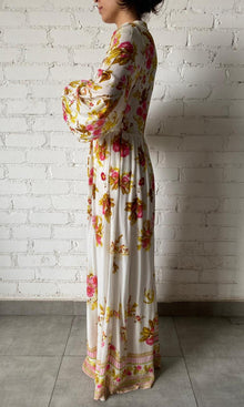 Hemant And Nandita | Inv Viscose Crepe Long Dress | White Multi