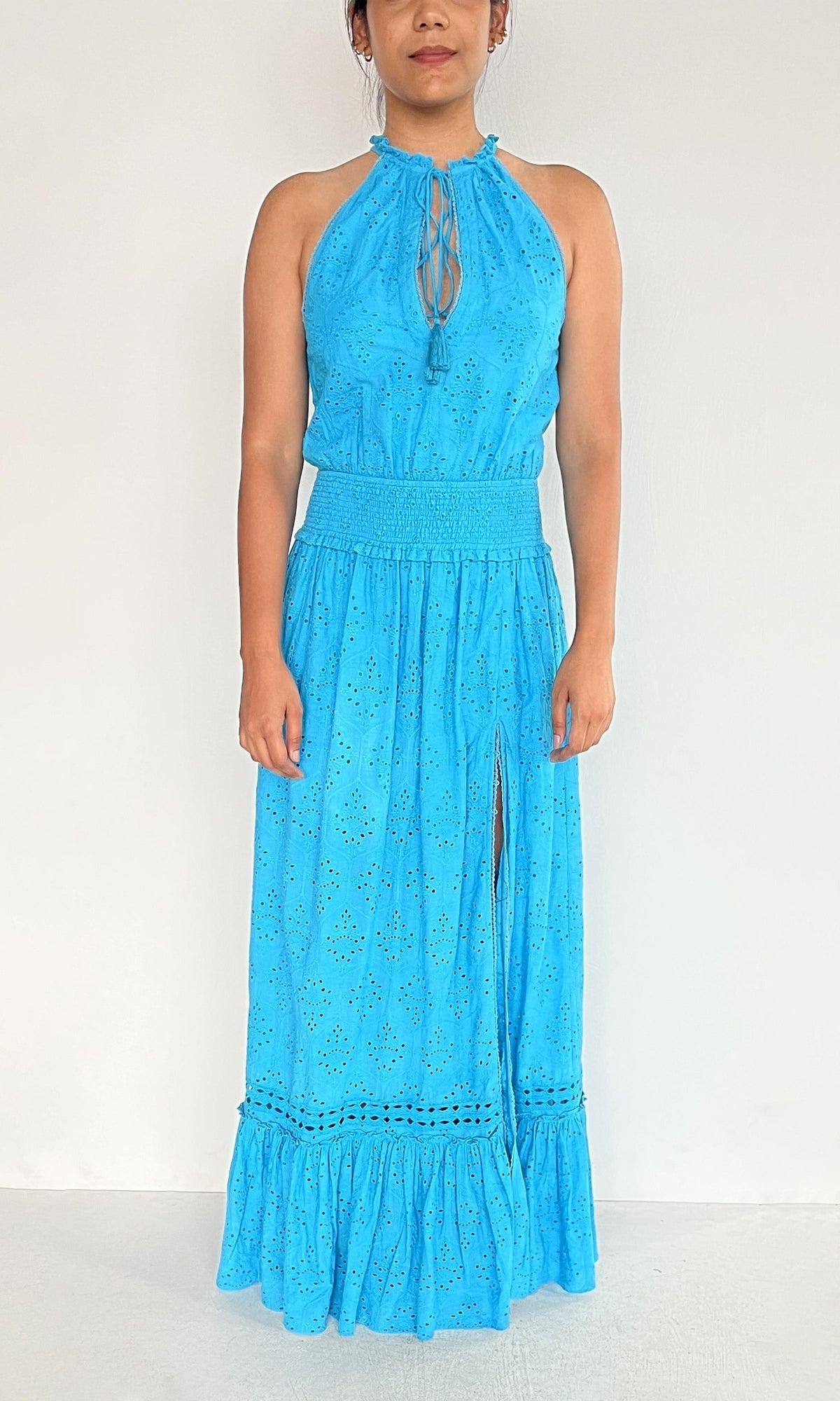 Womens | Inv Cotton Long Dress | Blue