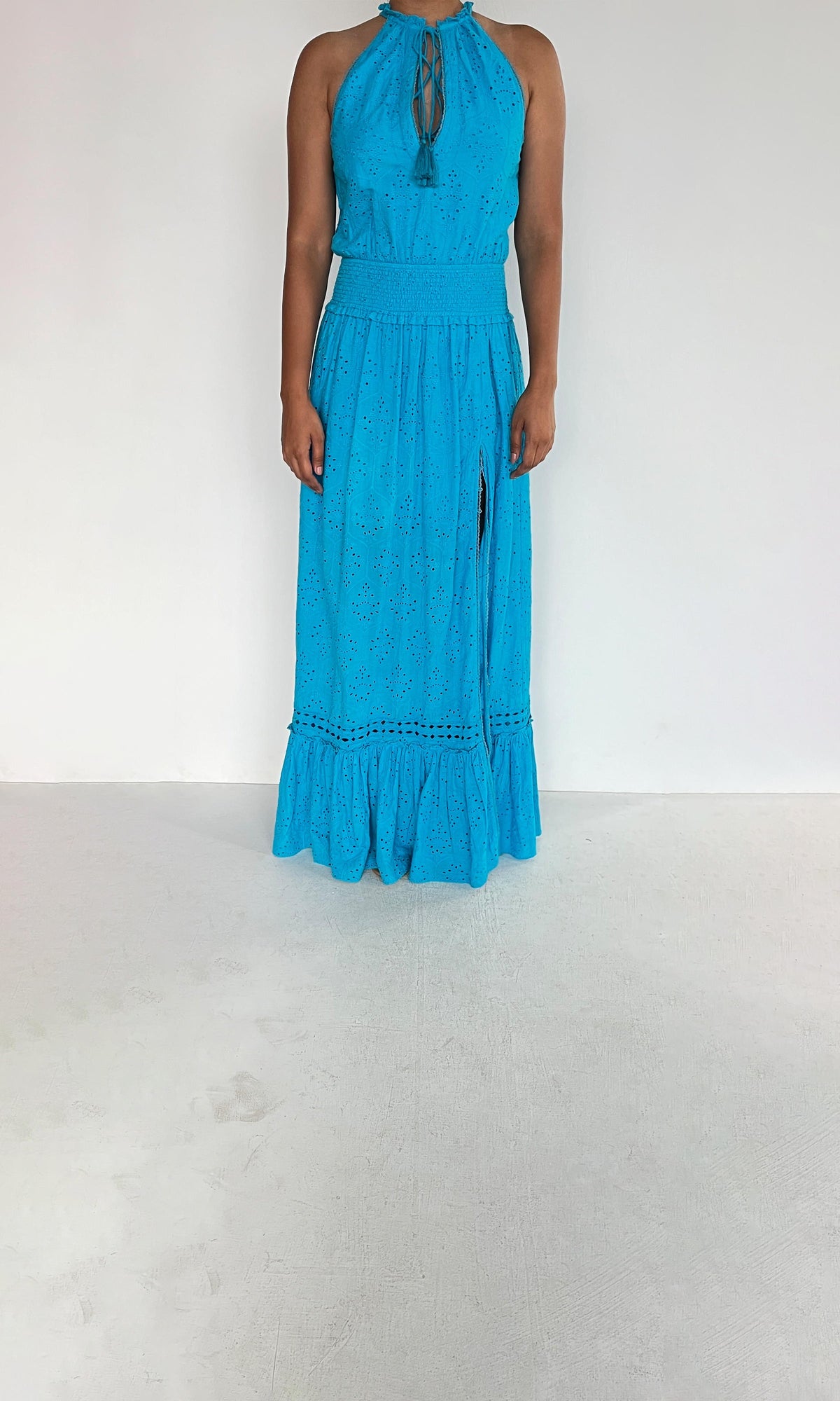 Womens | Inv Cotton Long Dress | Blue