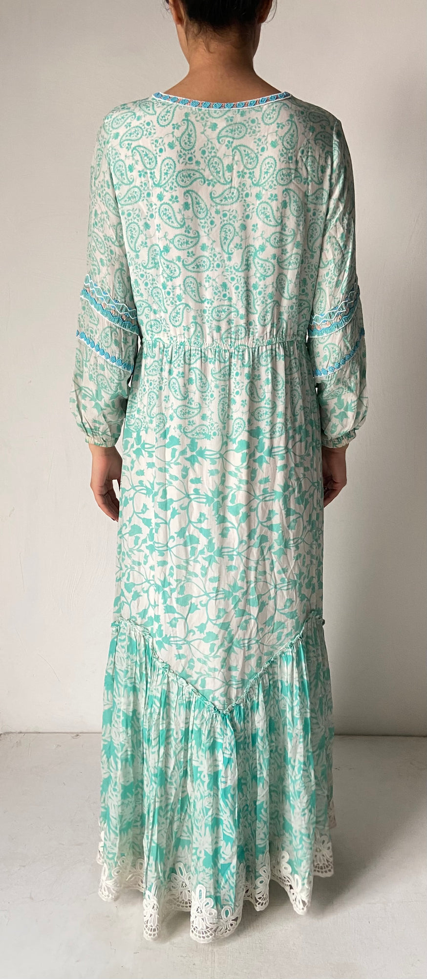 Hemant & Nandita | Calee Long Dress | Green/White