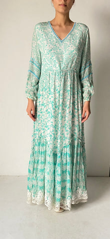 Hemant & Nandita | Calee Long Dress | Green/White