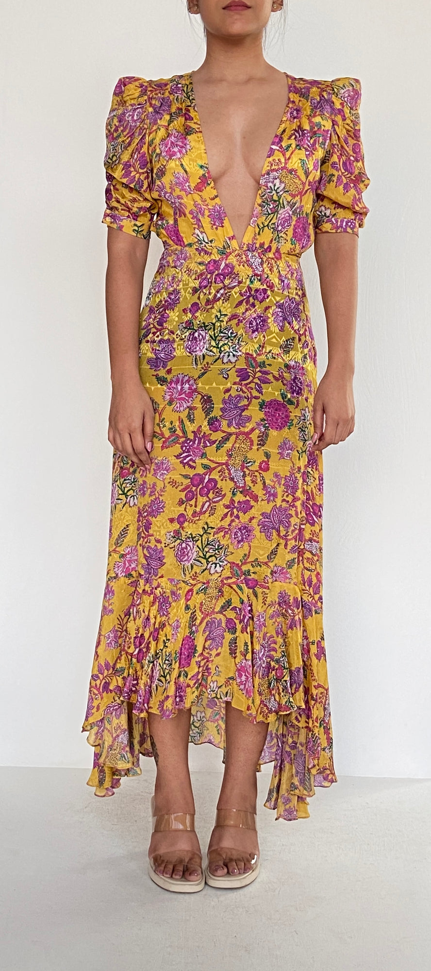 Hemant & Nandita | Dhea Midi Dress | Yellow