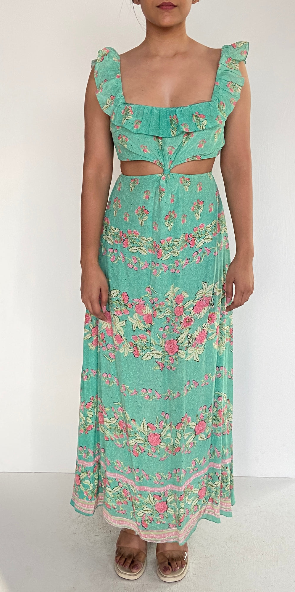 Hemant & Nandita | Isha Sweetheart-Neck Kaftan | Teal