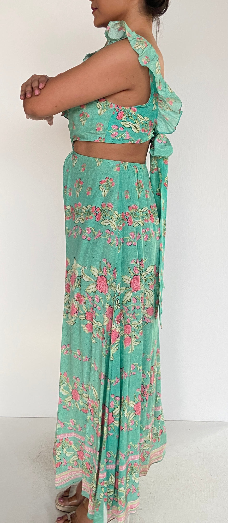Hemant & Nandita | Isha Sweetheart-Neck Kaftan | Teal
