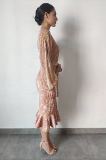 Hemant & Nandita | Pakhi One-Shoulder Midi Dress | Coffee