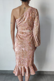 Hemant & Nandita | Pakhi One-Shoulder Midi Dress | Coffee