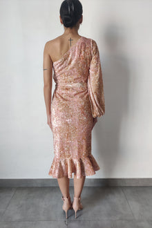 Hemant & Nandita | Pakhi One-Shoulder Midi Dress | Coffee