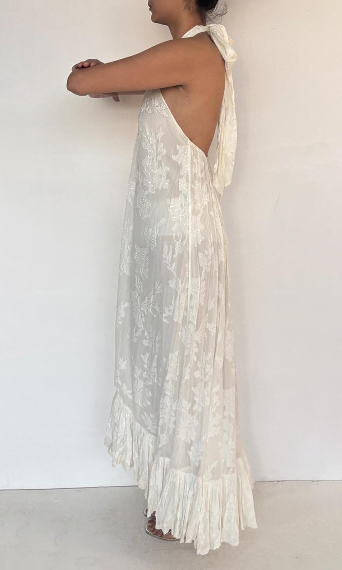 Hemant And Nandita | Inv Viscose Jacquard Long Dress | White